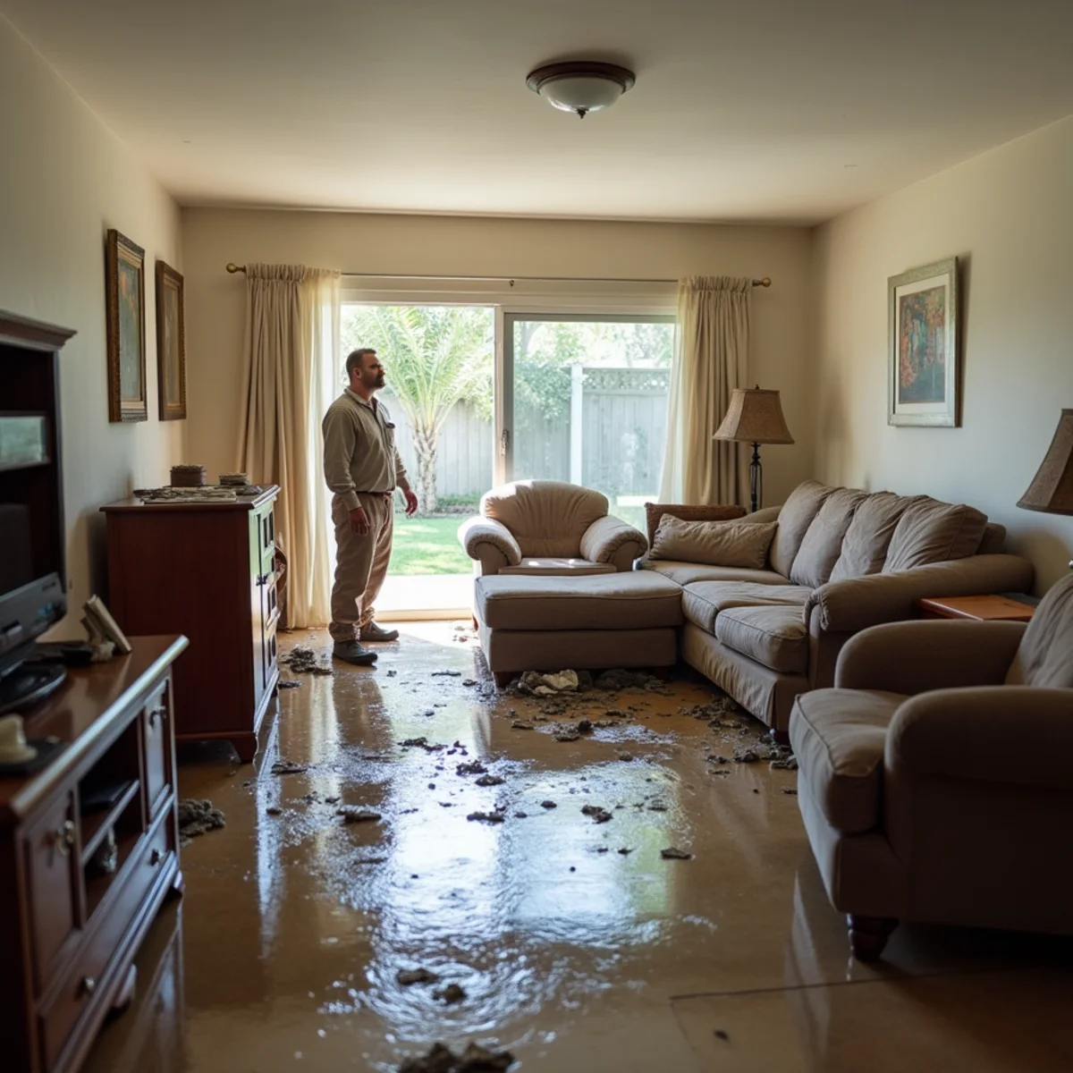 Technician testing water contamination level with equipment during a Bellflower water damage assessment