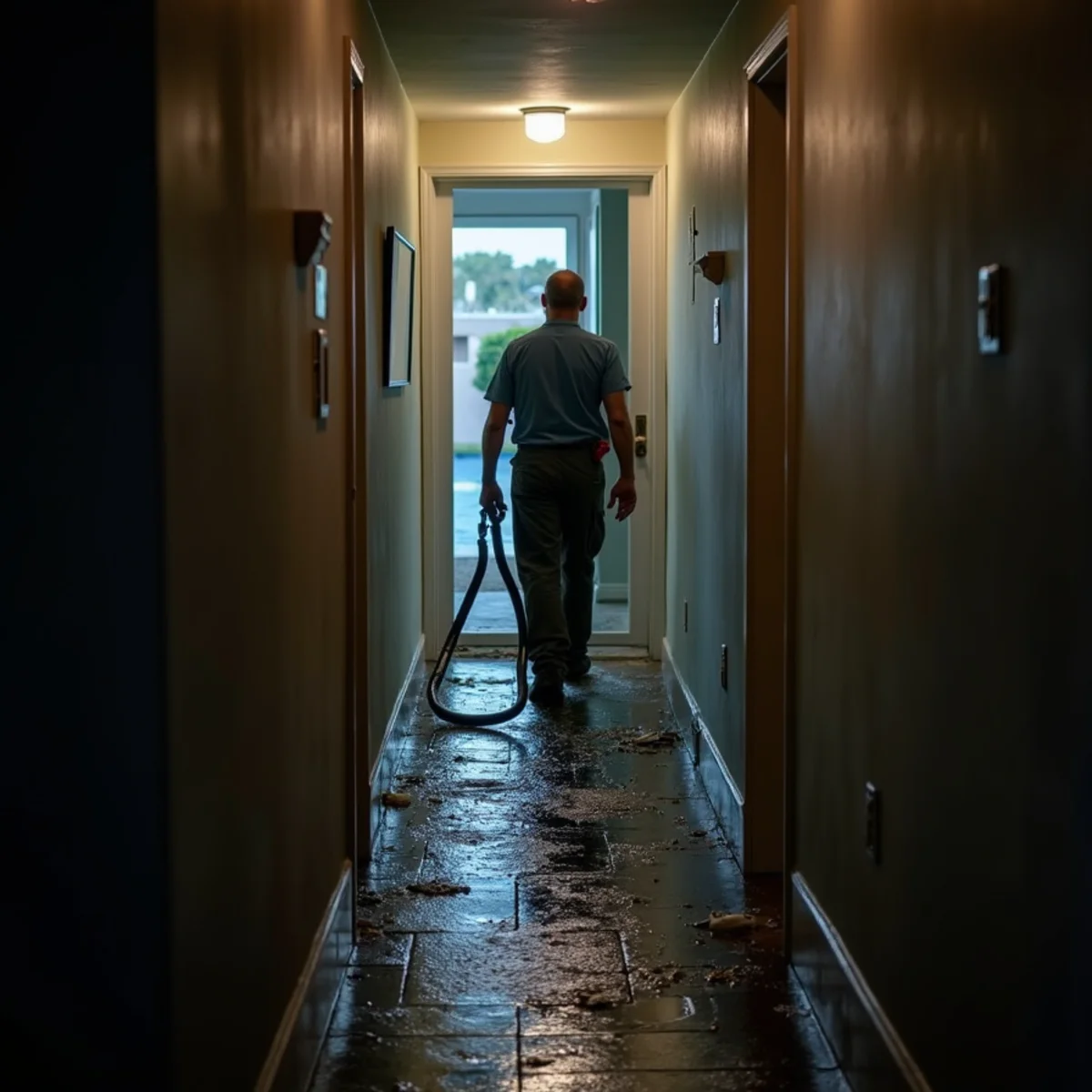 IICRC technician performing 24/7 emergency water removal in a Lakewood, CA home