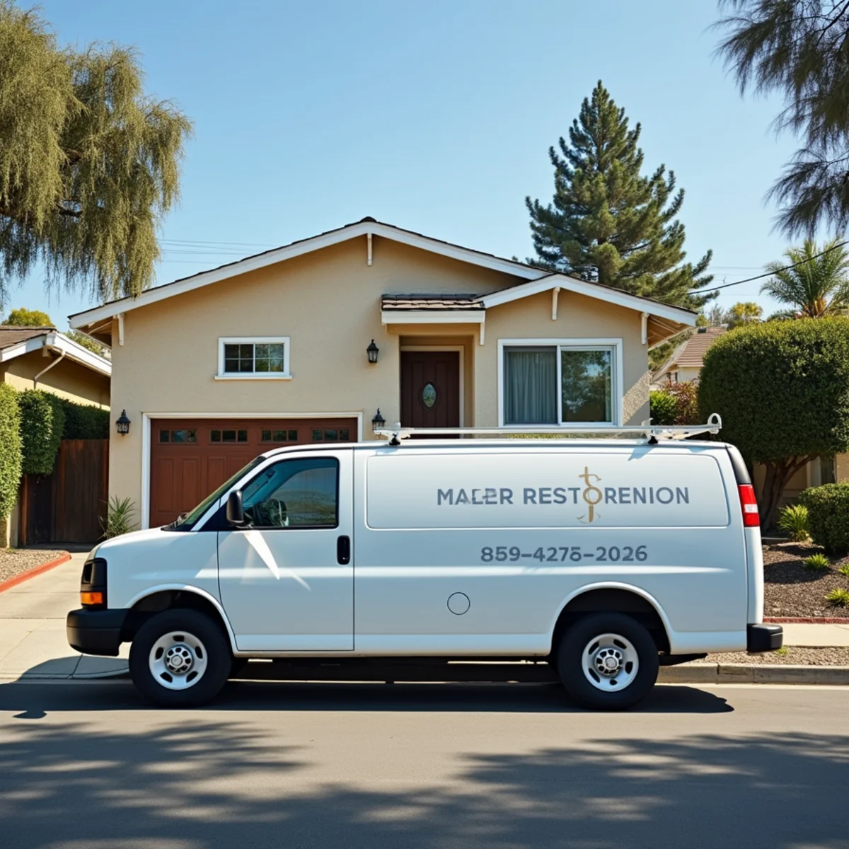 water damage restoration crew working in a north Long Beach, CA home
