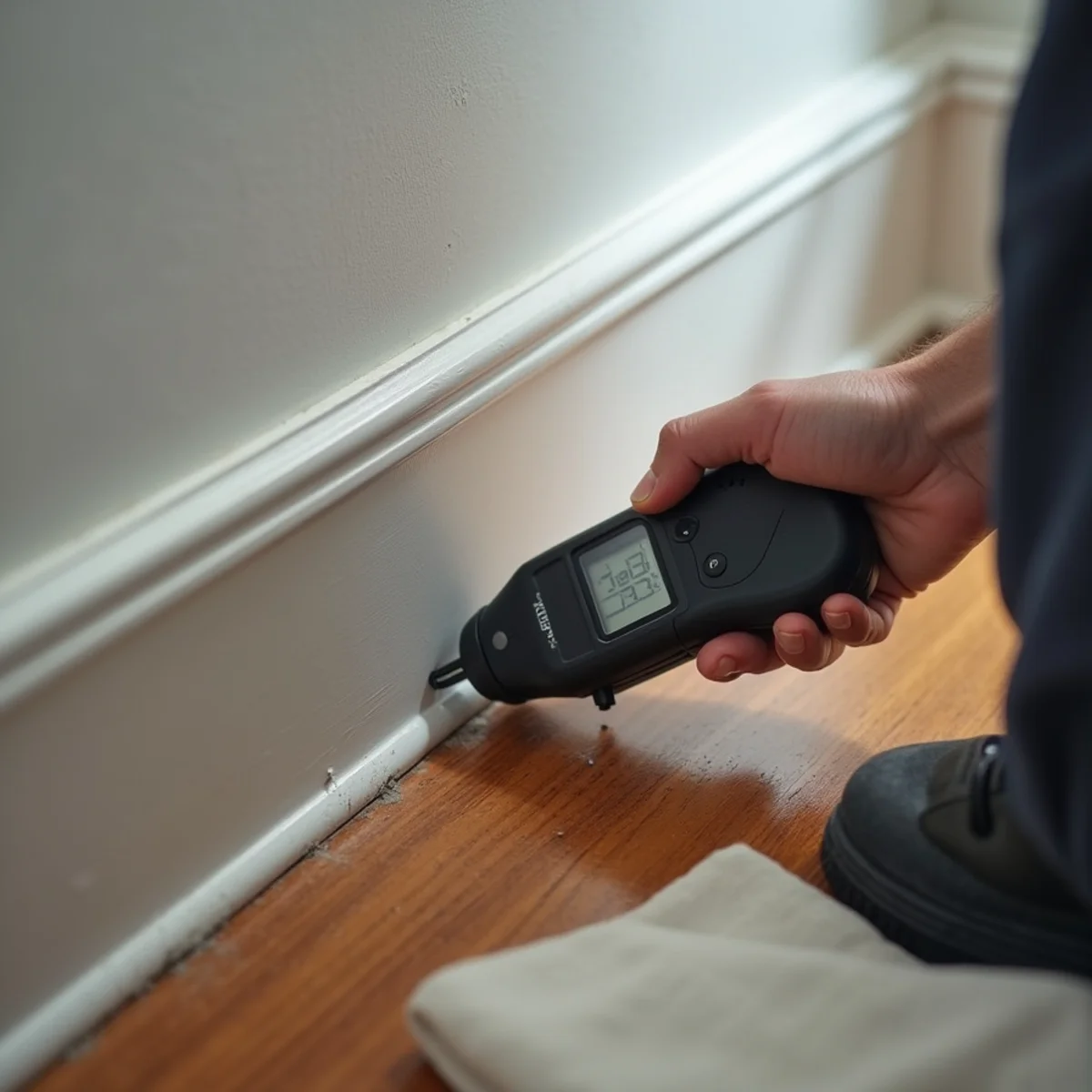 IICRC technician performing structural drying & dehumidification in a Lakewood, CA home